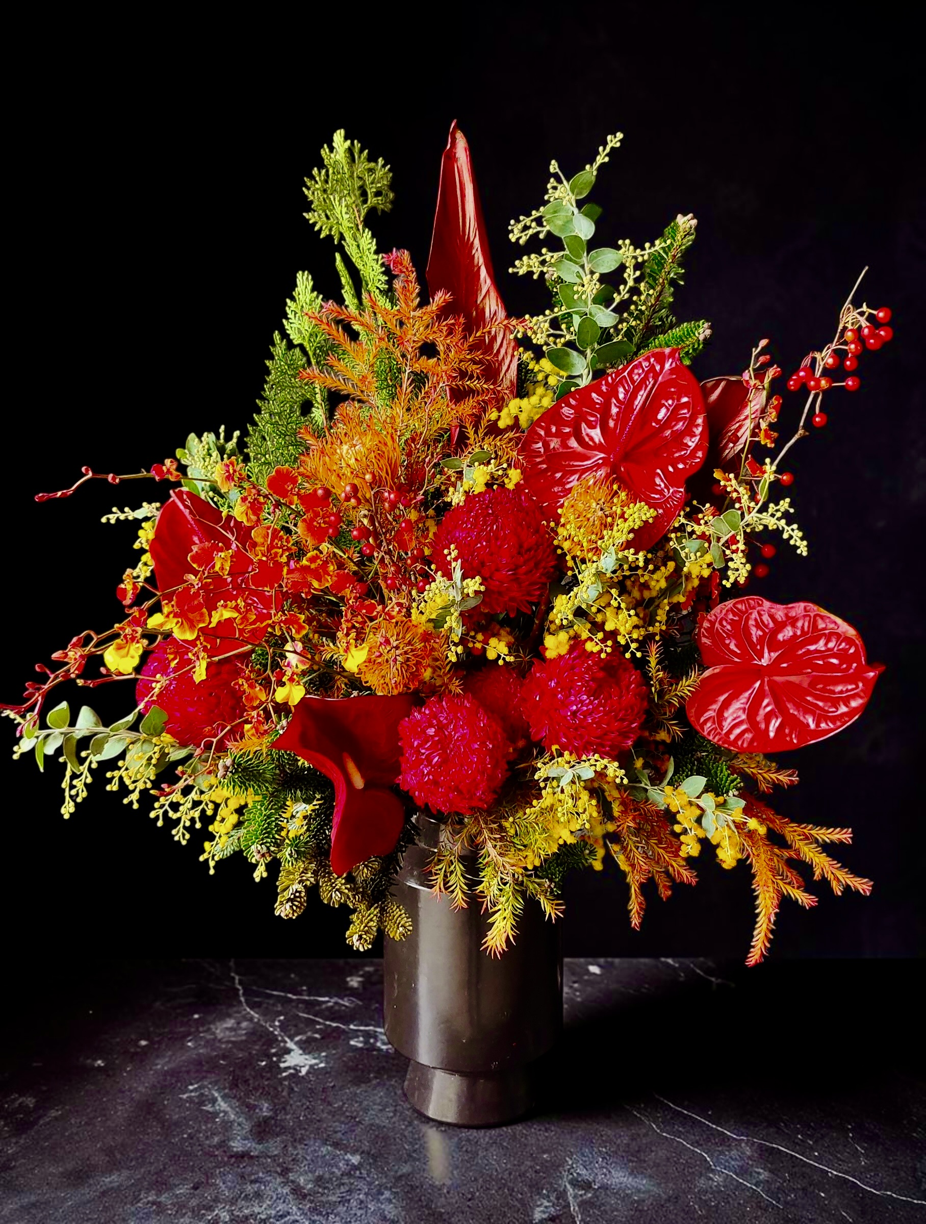 Mira Fleur corporate floral — installation, mira palette