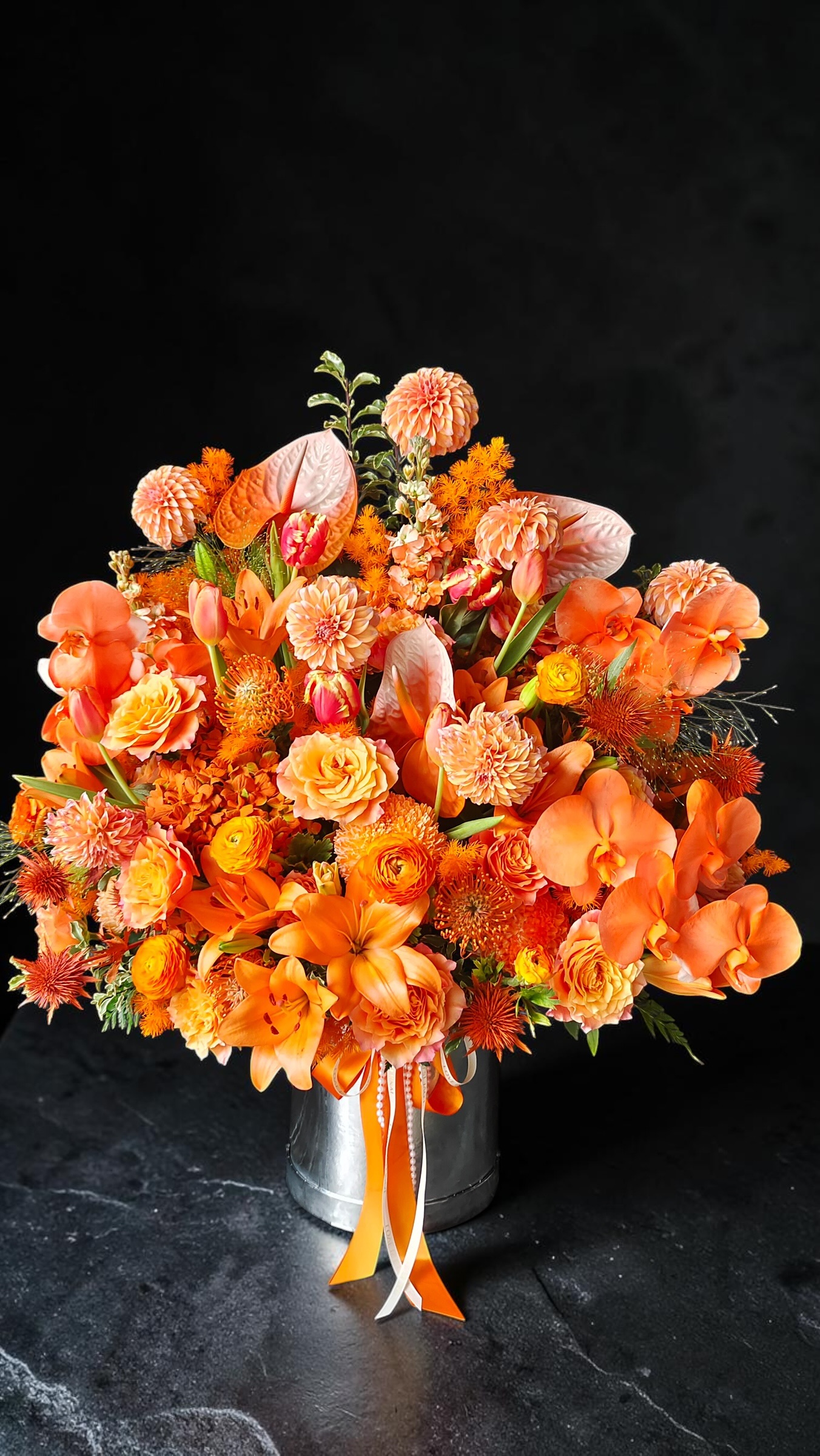 Mira Fleur corporate floral — installation, mira palette