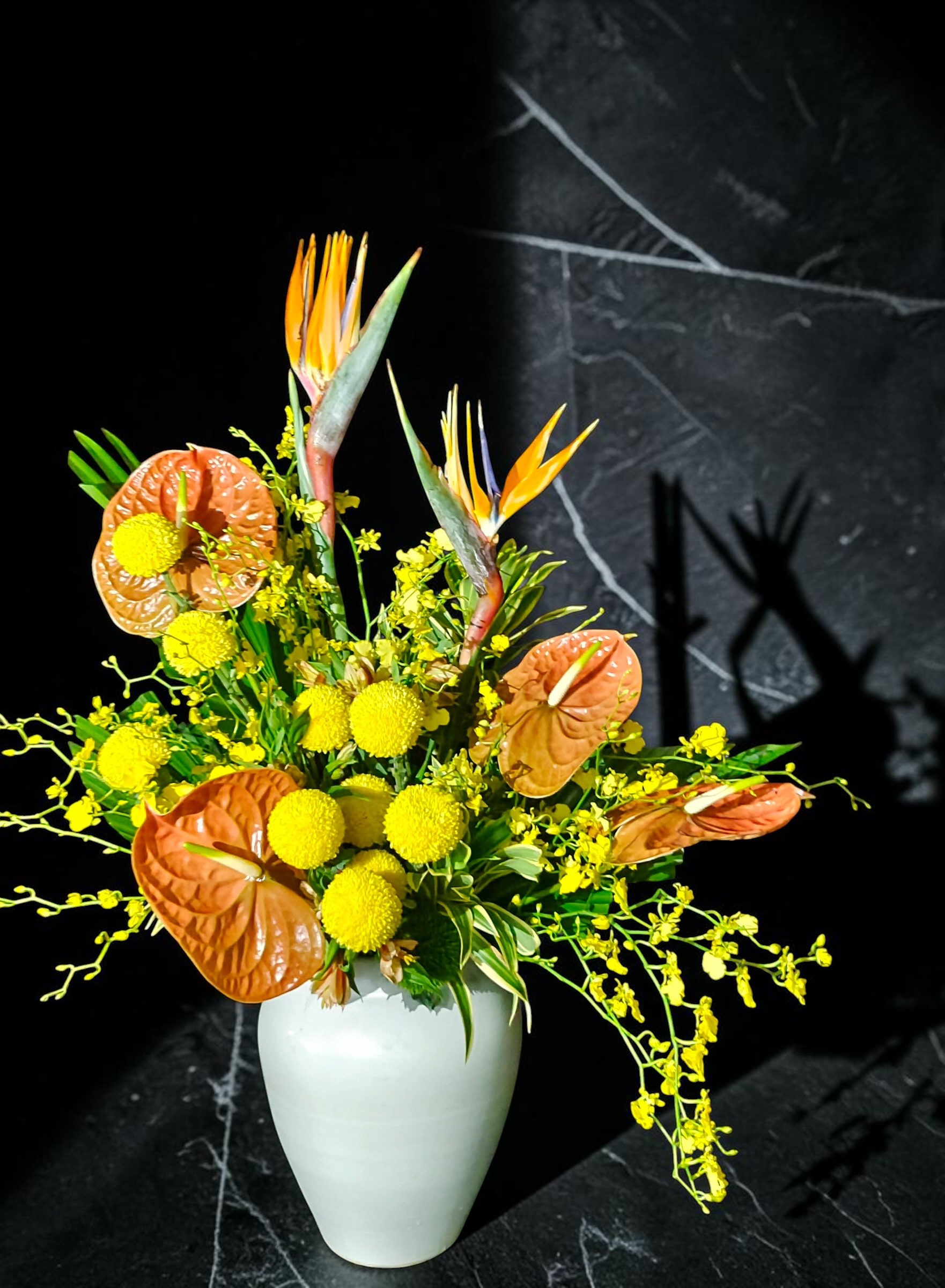 Mira Fleur corporate floral — installation, mira palette