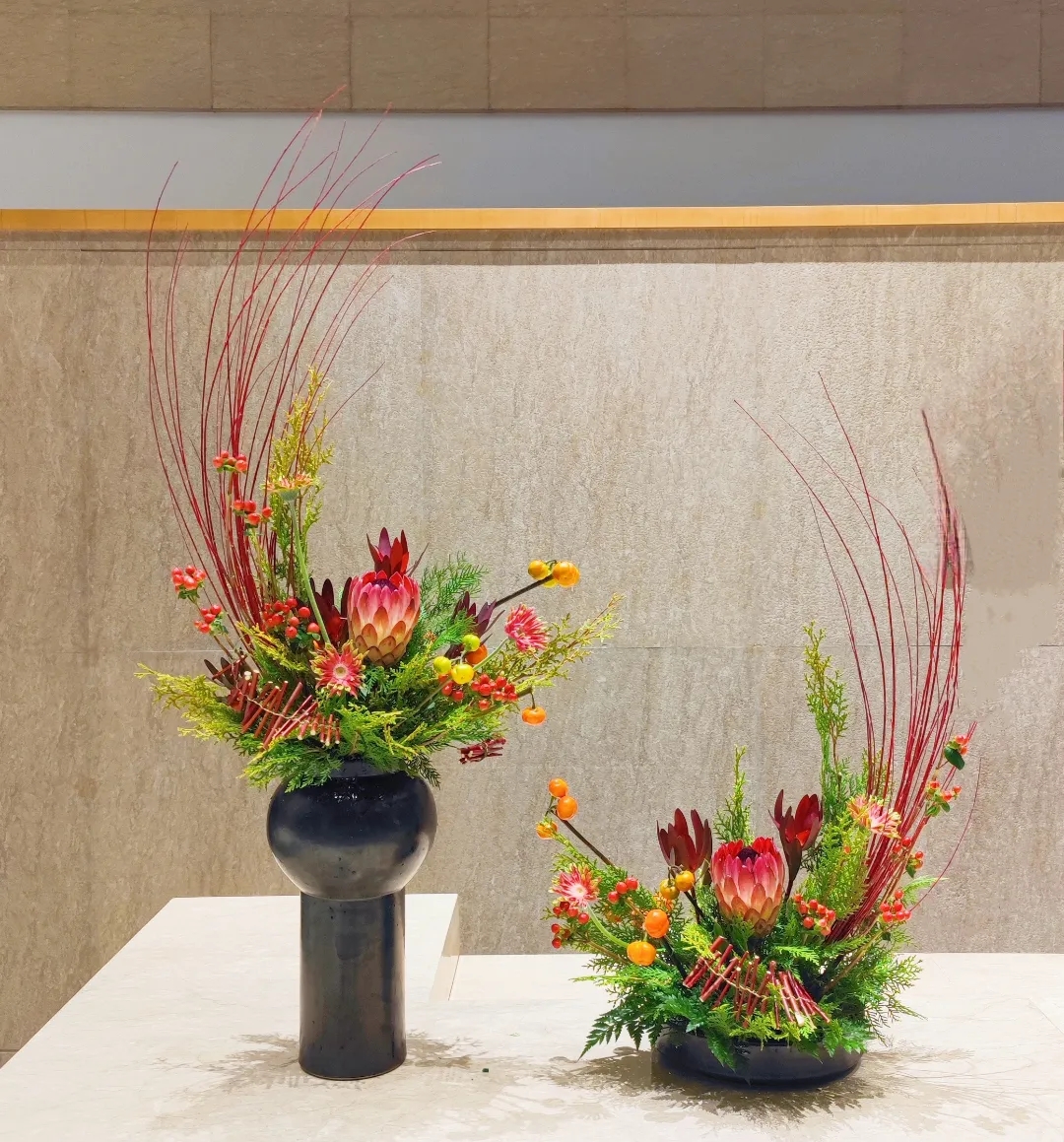 Mira Fleur corporate floral — installation, mira palette