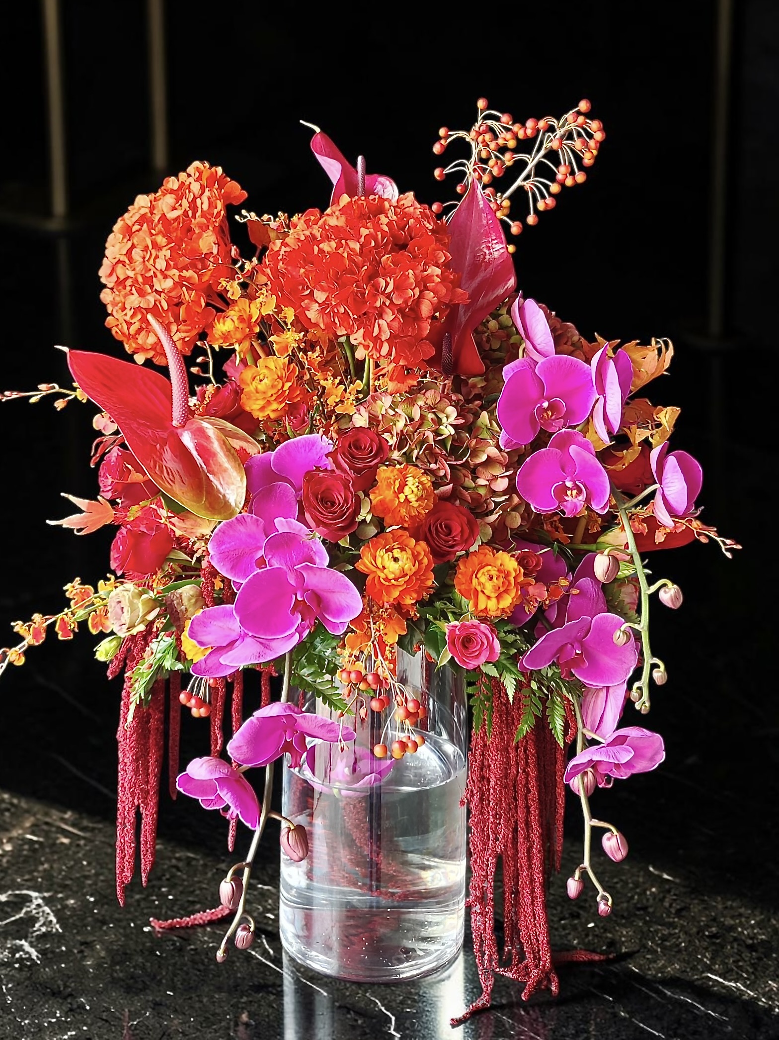 Mira Fleur corporate floral — installation, mira palette