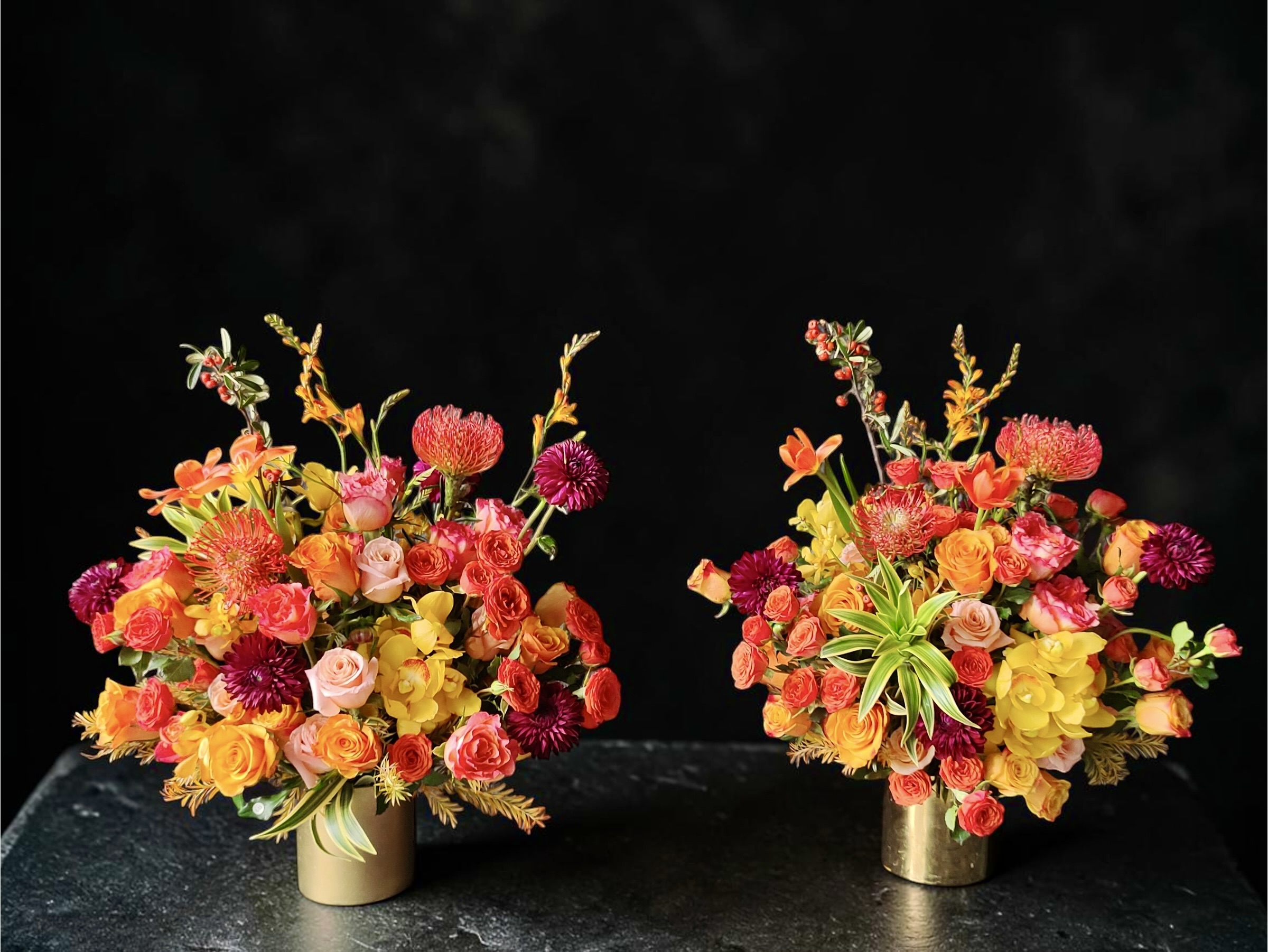 Mira Fleur corporate floral — installation, mira palette